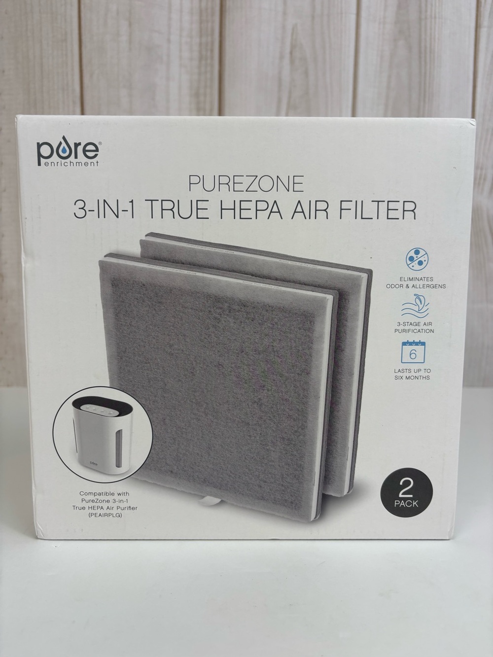 Pure Enrichment Air Purifier Genuine 3-in-1 HEPA Replacement Filters Only 2-pk